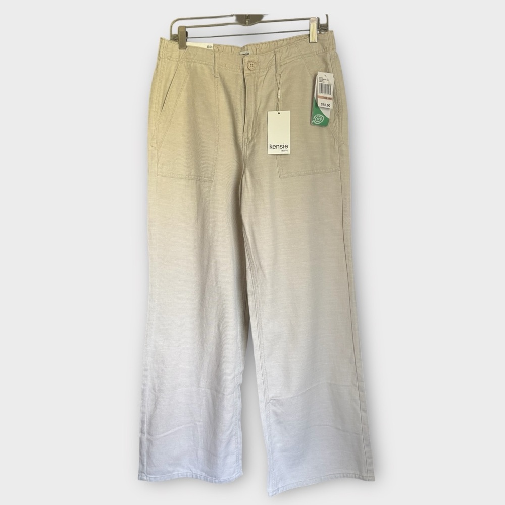 Kensie Wide Leg Pants in Light Tan to Cream Ombre